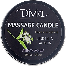 Düfte, Parfümerie und Kosmetik Massagekerze für Hände und Körper Linde und Akazie Di1570 (30 ml) - Divia Massage Candle Hand & Body Linden & Acacia Di1570
