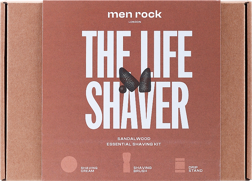Set - Men Rock The Life Shaver Sandalwood Kit (sh/cr/100ml + sh/br/1pcs + stand/1pcs) — Bild N1