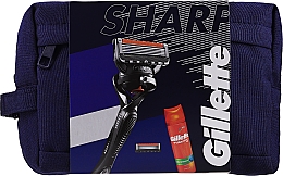 Set - Gillette Sharp (Rasiergel 200ml + Rasierer 1 St. + Ersatzklinge 1 St. + Reiseetui 1St. + Kosmetiktasche 1 St.) — Bild N1