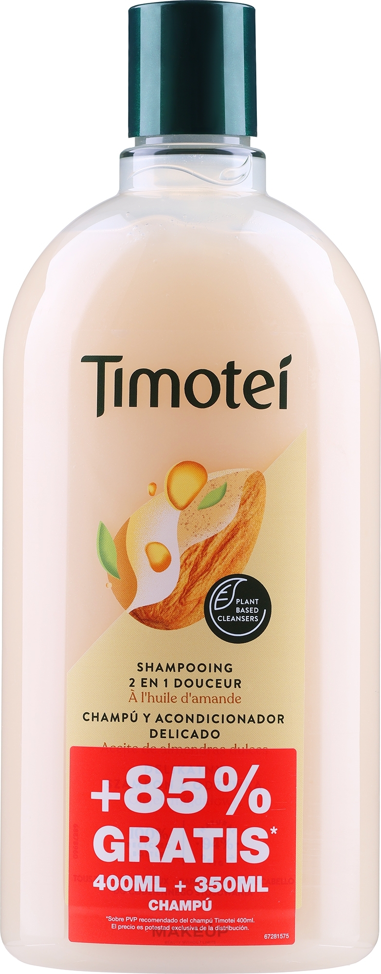 2in1 Haarshampoo mit süßem Mandelöl - Timotei Sweet Almond Oil Shampoo — Bild 750 ml