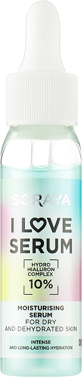Intensiv feuchtigkeitsspendendes Gesichtsserum für trockene und dehydrierte Haut mit Hyaluronsäure - Soraya I Love Serum — Bild N1