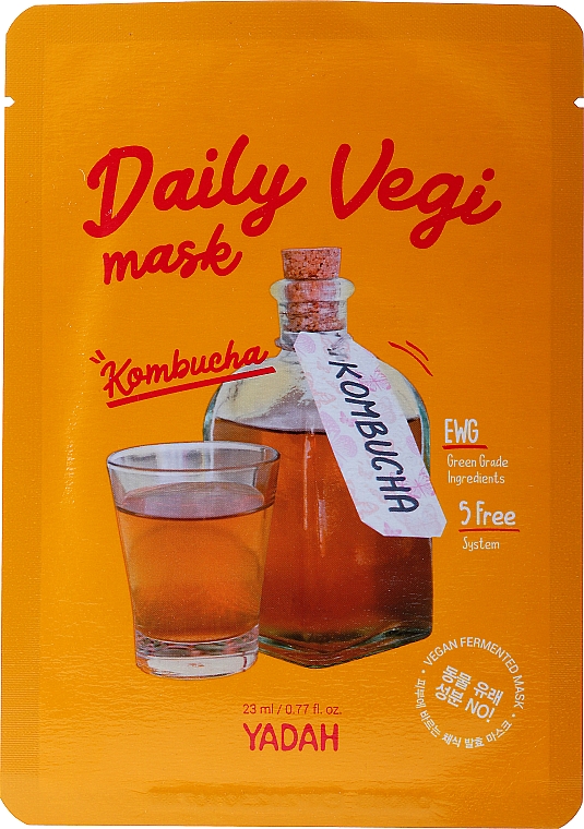 GESCHENK! Tuchmaske für das Gesicht Kombucha - Yadah Daily Vegi Kombucha Mask — Bild N1