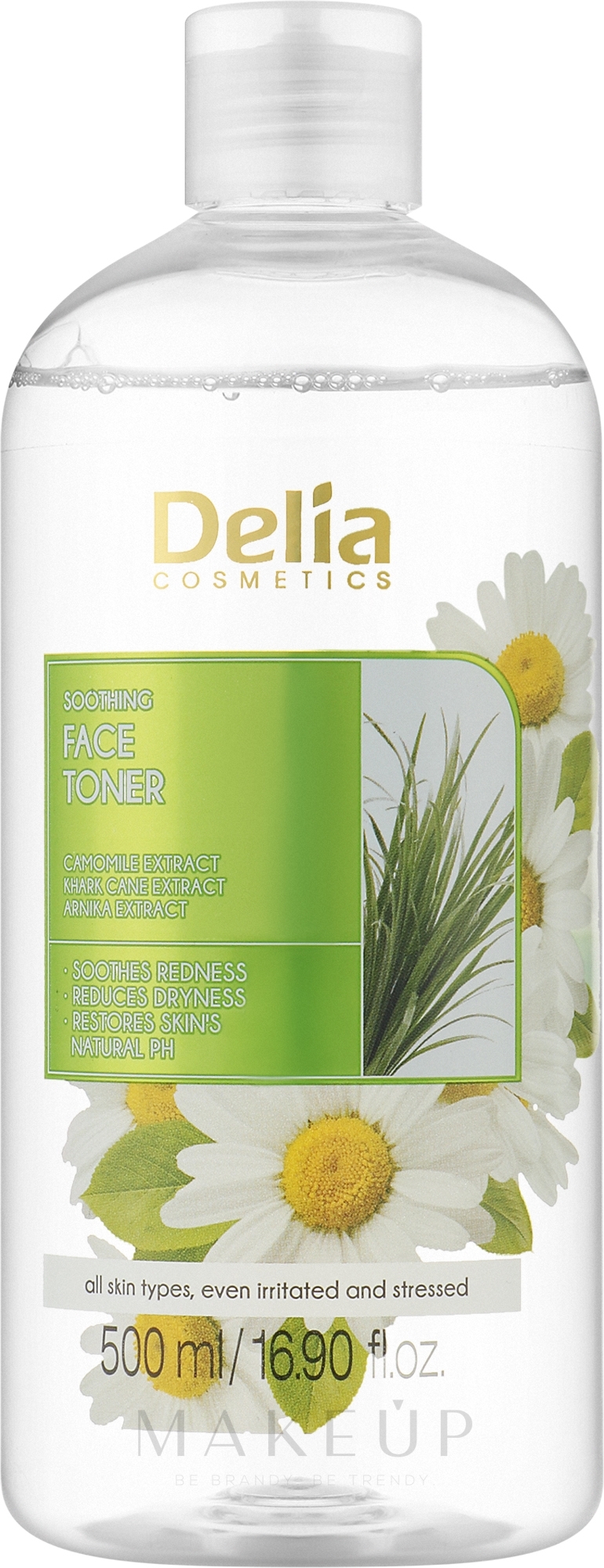 Beruhigendes Gesichtstonikum mit Kamille- und Arnikaextrakt - Delia Cosmetics Face Toner — Bild 500 ml