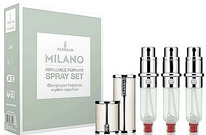 Nachfüllbare Parfümzerstäuber weiß - Travalo Milano White Set (Parfümzerstäuber 3x5ml + Etui) — Bild N1