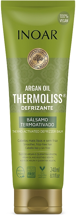 Styling-Balsam für lockiges Haar - Inoar Argan Oil Thermoliss Defrizzing Balm  — Bild N1