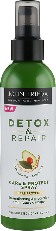 Spray für trockenes und strapaziertes Haar mit Avocadoöl und grünem Tee - John Frieda Detox & Repair Care & Protect Spray — Bild N1