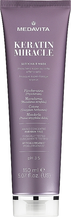 Ultra-glättende Haarmaske mit Seideneffekt - Medavita Keratin Miracle Sleek Hair Mask — Bild N1