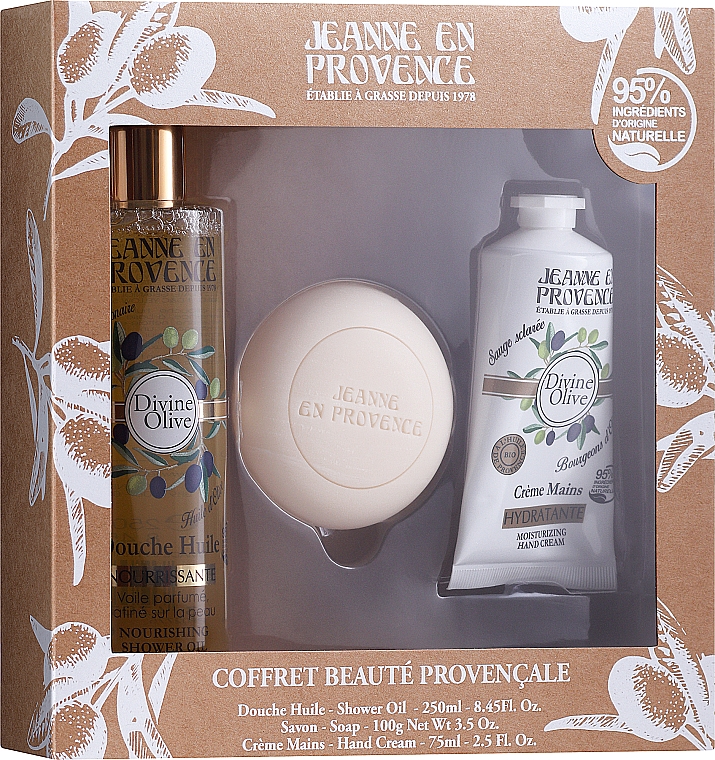 Set - Jeanne en Provence Divine Olive (show/oil/250ml + h/cr/75ml + soap/100g) — Bild N1