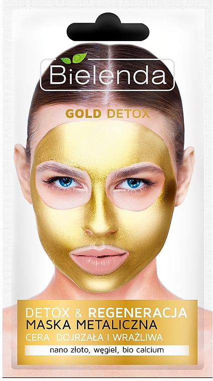 Detox Gesichtsmaske für reife und empfindliche Haut - Bielenda Gold Detox Metallic Mask — Bild N1