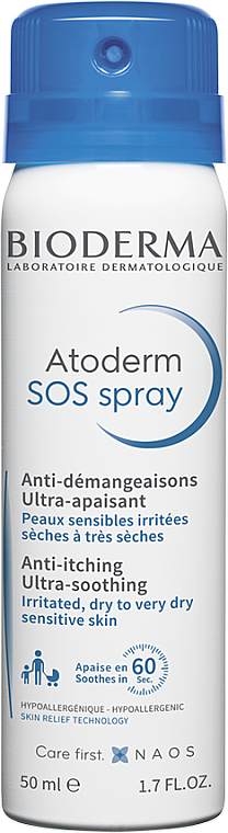 Feuchtigkeitsspendendes Gesichtsspray mit Ambora- und Grünteeextrakt gegen Juckreiz - Bioderma Atoderm SOS Spray — Bild N1