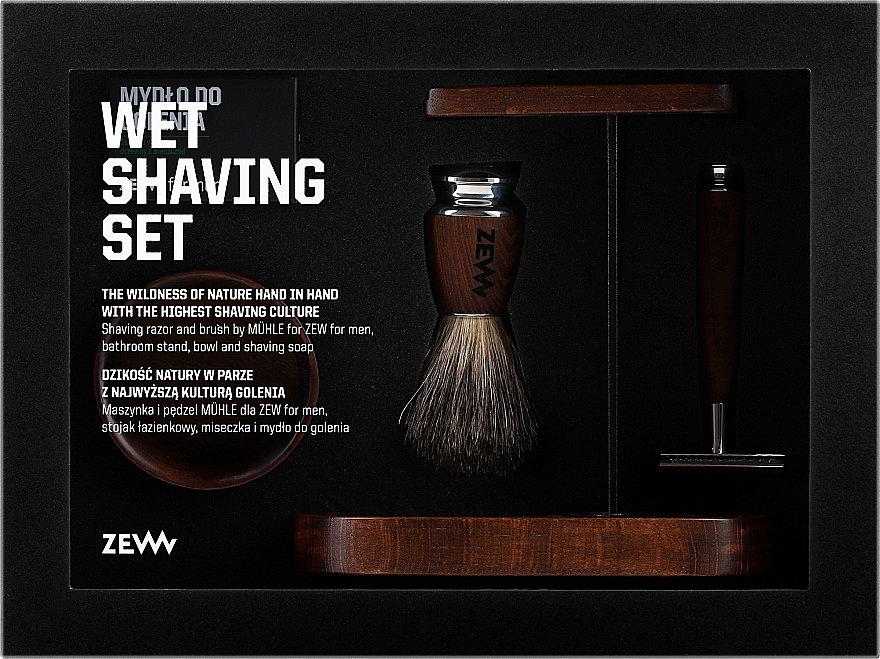 Set - Zew For Men Wet Shaving Set (Rasierseife 85ml + Rasierer 1 St. + Rasierpinsel 1 St. + Rasierschale 1 St. + Ständer für Rasierer, Rasierpinsel und Rasierschale 1 St.) — Bild N1