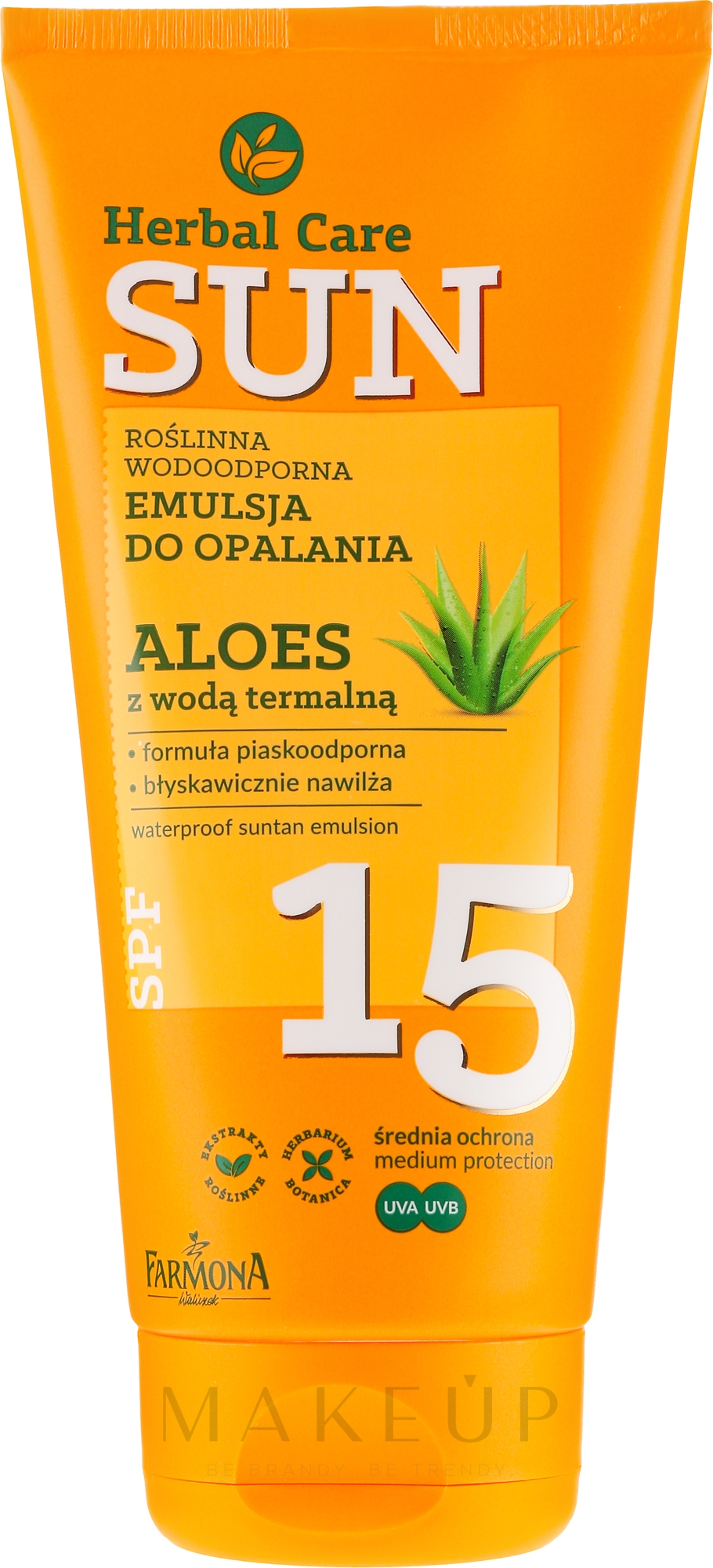 Wasserfeste Sonnenschutzemulsion mit Aloe Vera SPF 15 - Farmona Herbal Care Sun SPF 15 — Bild 150 ml