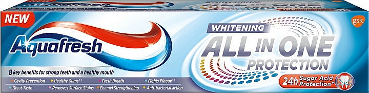 Aufhellende und schützende Zahnpasta All In One Protection Whitening - Aquafresh All-in-One Whitening — Bild N1