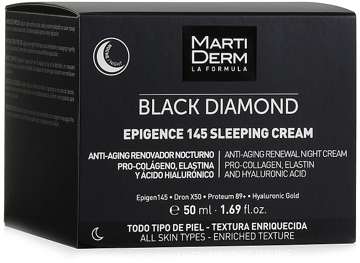Erneuernde Nachtcreme für das Gesicht mit Prokollagen, Elastin und Hyaluronsäure - MartiDerm Black Diamond Epigence 145 Sleeping Cream — Bild N1