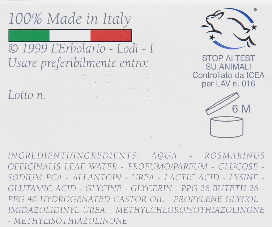 Tonisierendes Gesichtswasser mit Rosmarin-Extrakt - L'erbolario Acqua Aromatica di Rosmarino o della Regina d'Ungheria — Foto N3