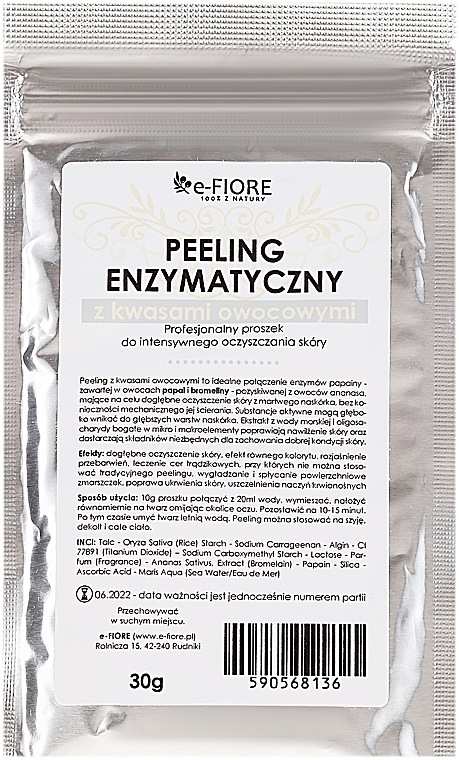 Enzym-Gesichtspeeling mit Fruchtsäuren - E-Fiore Professional Enzyme Peeling Pineapple&Papaya