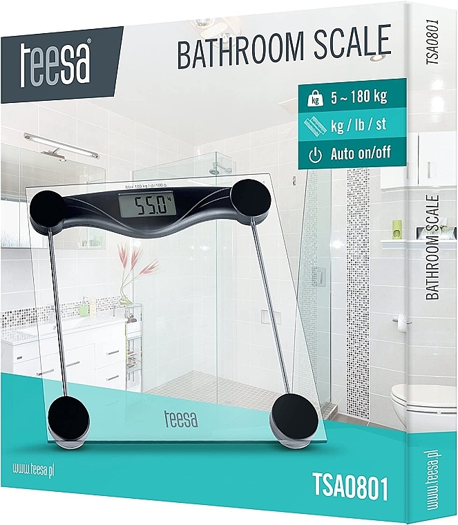 Elektronische Personenwaage aus Glas transparent - Teesa Bathroom Scale TSA0801 — Bild N2