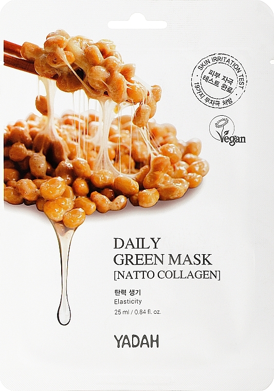 Tonisierende Tuchmaske mit Kollagen - Yadah Daily Green Mask Natto Collagen — Bild N1