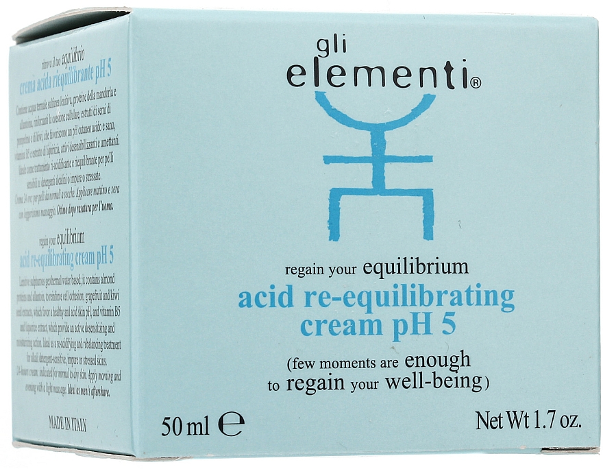 Gesichtscreme zur Wiederherstellung des Gleichgewichts - Gli Elementi Acid Re-equilibrating Cream pH5  — Bild N1