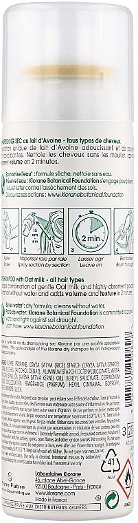 Trockenshampoo mit Hafermilch - Klorane Avoine Dry Shampoo With Oat Milk — Bild N2