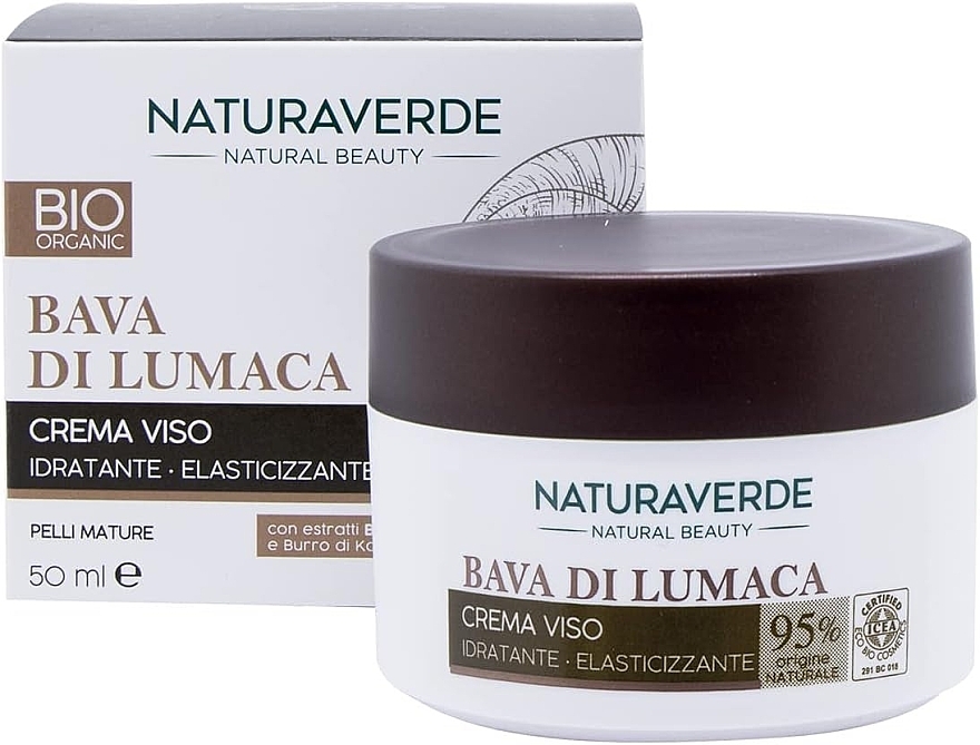 Feuchtigkeitsspendende Gesichtscreme - Naturaverde Bio Moisturizing Elasticising Face Cream Snail Serum  — Bild N1