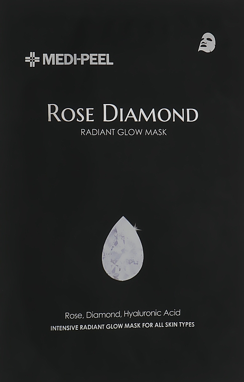 Tuchmaske für das Gesicht mit Diamantpulver - Medi Peel Rose Diamond Radiant Glow Mask — Bild N1