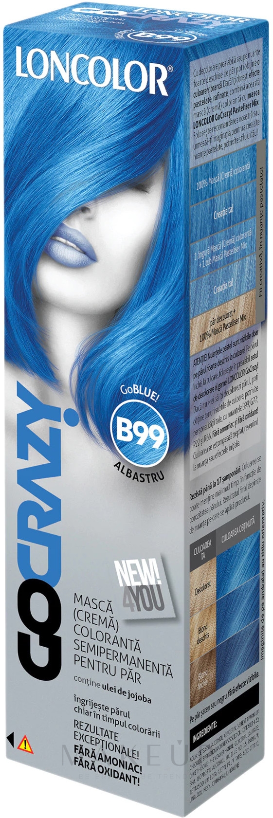 Semipermanente Haarfarbe-Maske - Loncolor GoCRAZY! — Bild B99 - GoBlue!