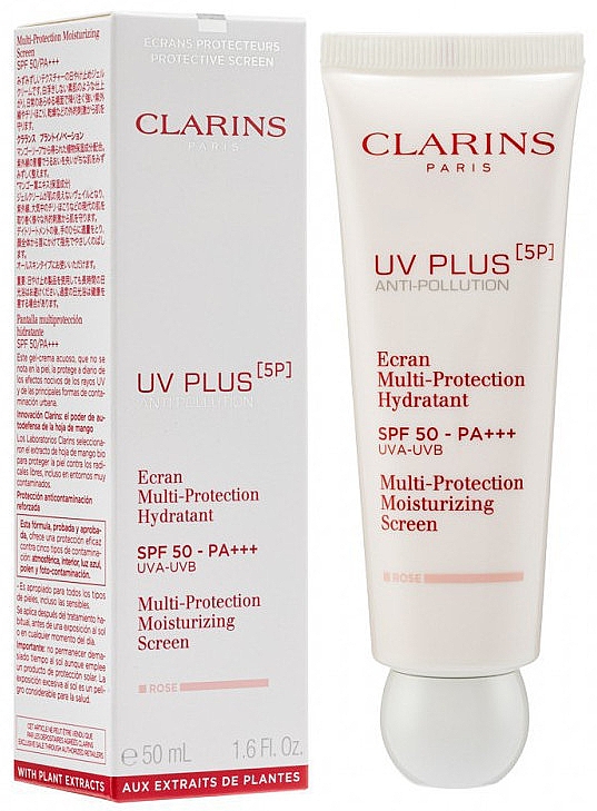 Feuchtigkeitsspendender Fluid-Gesichtsschutz - Clarins UV Plus [5P] Anti-Pollution SPF 50 Rose — Bild N3