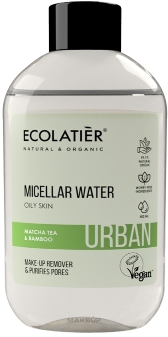 Mizellenwasser zum Abschminken mit Matcha-Tee und Bambus - Ecolatier Urban Micellar Water — Bild 400 ml