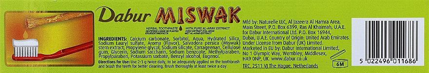 Natürliche Kräuter-Zahnpasta mit Miswak-Extrakt - Dabur Miswak — Foto N2