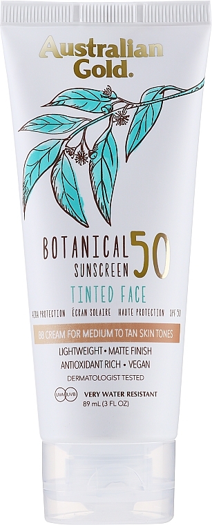 Wasserfeste BB Sonnenschutzcreme SPF 50 - Australian Gold Botanical Sunscreen Tinted Face BB Cream SPF 50 — Bild N1