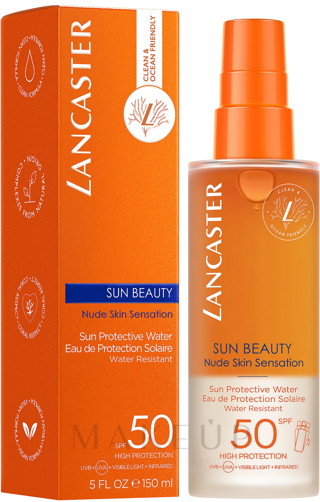 Sonnenschutzspray - Lancaster Protector Solar Sun Beauty Sun Protective Water SPF50 — Bild 150 ml