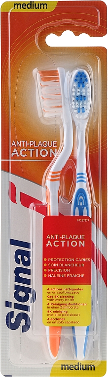 Zahnbürste mittel Anti-Plaque Action orange, blau 2 St. - Signal Anti-Plaque Duo — Bild N1