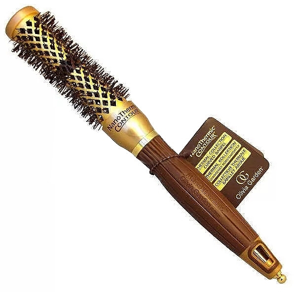 Rundbürste aus Bambus 25 mm - Olivia Garden Expert Blowout Curl Wavy Bristles Gold & Brown  — Bild N1