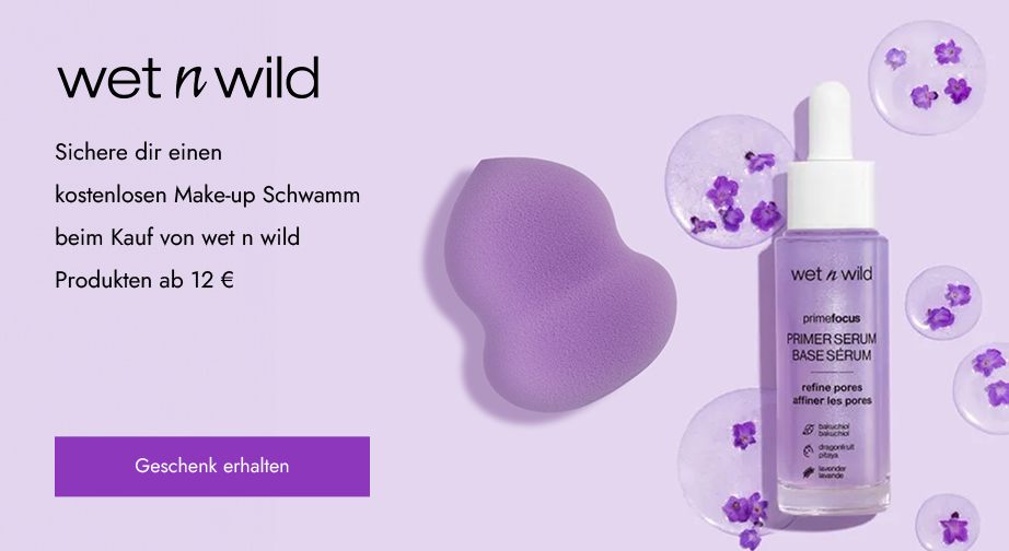 Sichere dir einen kostenlosen Make-up Schwamm beim Kauf von wet n wild Produkten ab 12 €