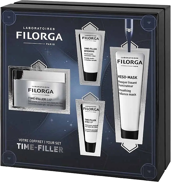 Set - Filorga Time-Filler Anti-Wrinkle Giftbox (Gesichtscreme/50 ml + Augencreme/4 ml + Gesichtsserum/50 ml +  Gesichtsmaske/30 ml)  — Bild N1