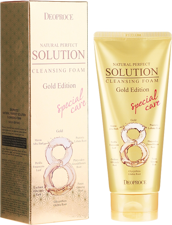 Gesichtswaschschaum mit Gold und 8 orientalischen Kräutern - Deoproce Natural Perfect Solution Cleansing Foam Gold Edition — Bild N1