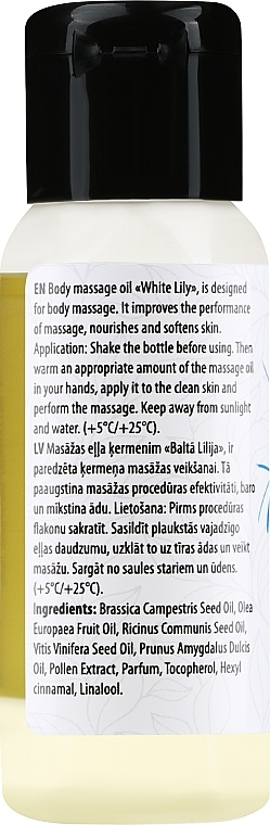 Massageöl für den Körper White Lily Flower - Verana Body Massage Oil  — Bild N2