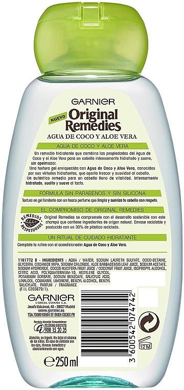 Feuchtigkeitsspendendes Shampoo mit Kokoswasser und Aloe Vera - Garnier Original Remedies Coconut Water and Aloe Vera Shampoo — Bild N2