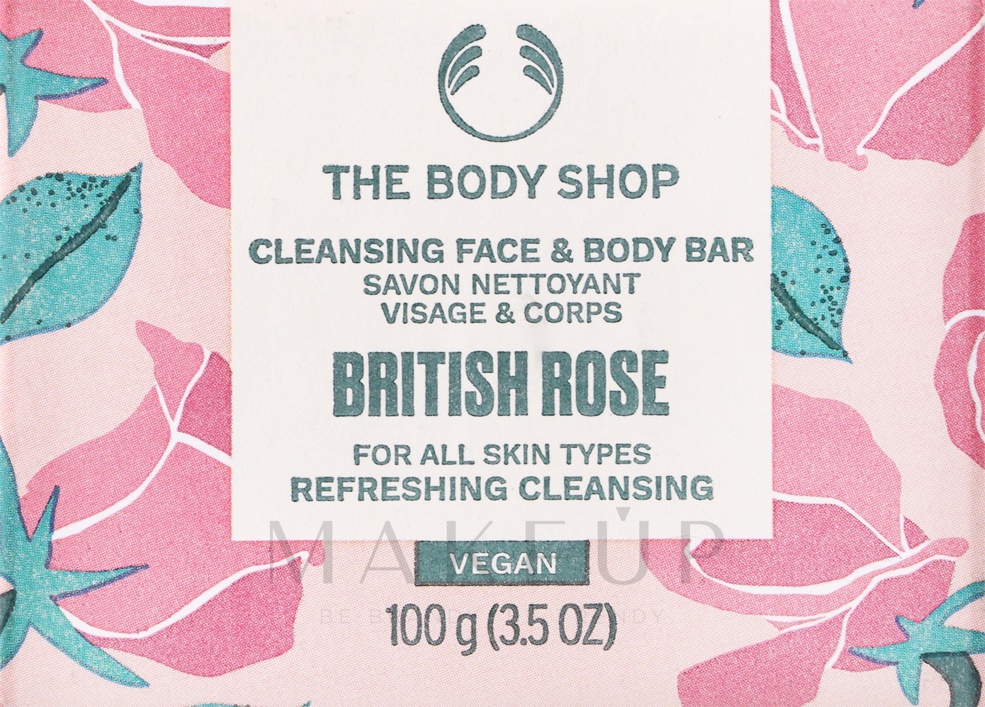 Seife für Gesicht und Körper britische Rose - The Body Shop British Rose Cleansing Face & Body Bar — Bild 100 g
