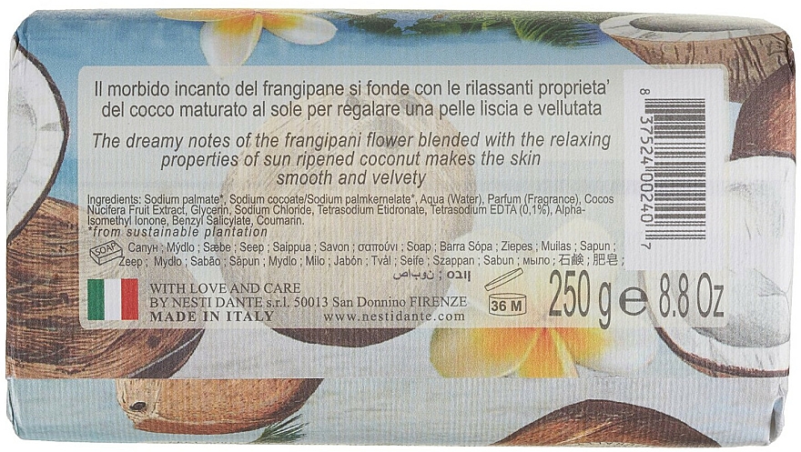 Naturseife St.Barth Coconut & Frangipani - Nesti Dante Nourishing Vegetable Soap Paradiso Tropicale Collection — Bild N2