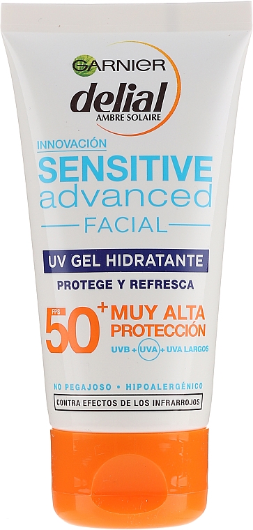 Feuchtigkeitsspendendes Sonnenschutzgel für das Gesicht SPF 50+ - Garnier Delial Ambre Solaire Sensitive Advanced Facial Sunscreen SPF50+ — Bild N1