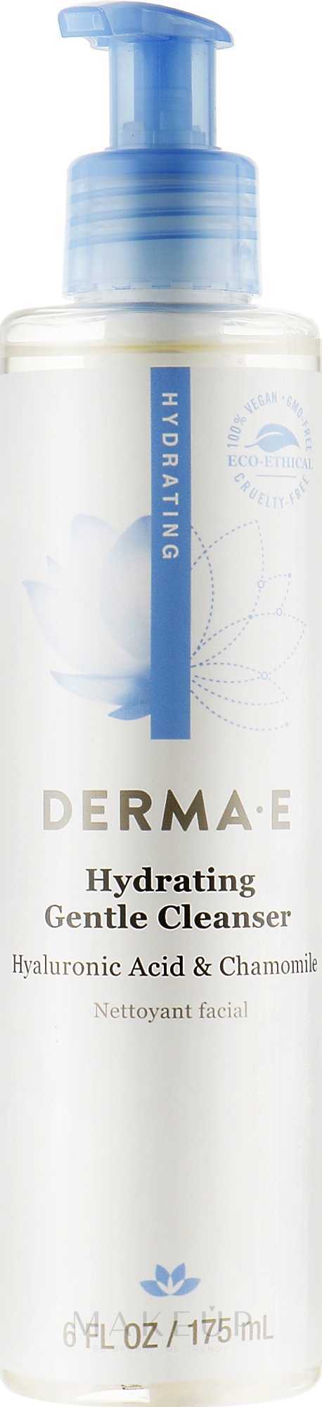 Feuchtigkeitsspendender Gesichtsreiniger mit Hyaluronsäure - Derma E Hydrating Gentle Cleanser — Bild 175 ml