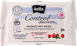 Düfte, Parfümerie und Kosmetik Intimpflegetücher mit Cranberry-Extrakt und Milchsäure 20 St. - Bella Control Discreet intimate Wet Wipes