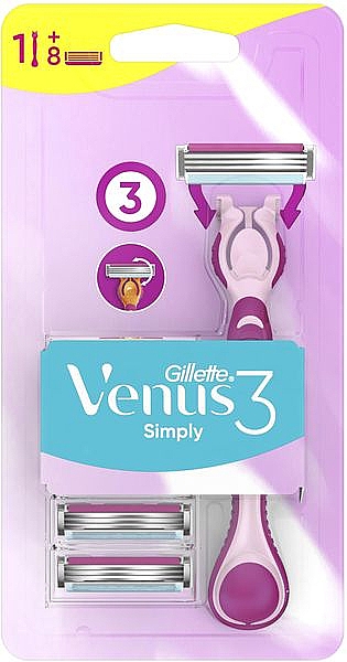 Rasierer für Damen mit 8 Ersatzklingen - Gillette Simply Venus 3 — Bild N1