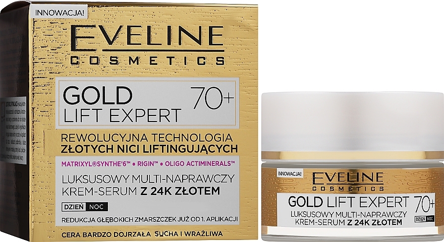 Pflegendes Creme-Serum mit Goldpartikeln für Tag und Nacht 70+ - Eveline Cosmetics Gold Lift Expert — Bild N1