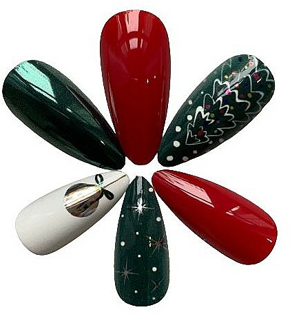 Künstliche Nägel mit Weihnachtsdesign rot, grün, weiß - Deni Carte — Bild N2