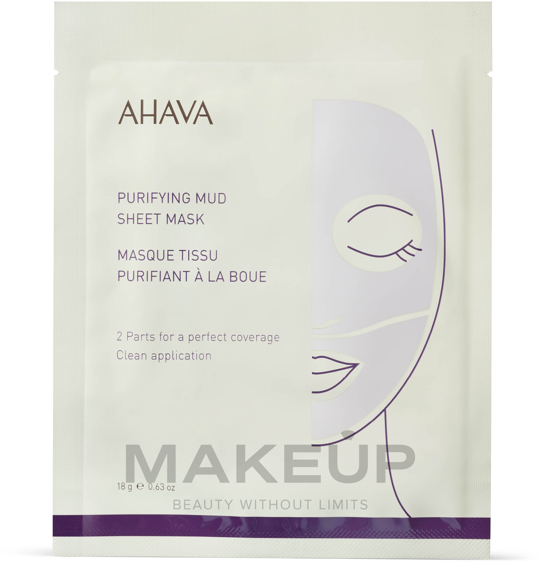 Reinigende Tuchmaske für das Gesicht mit Schlamm - Ahava Purifying Mud Sheet Mask — Bild 18 g