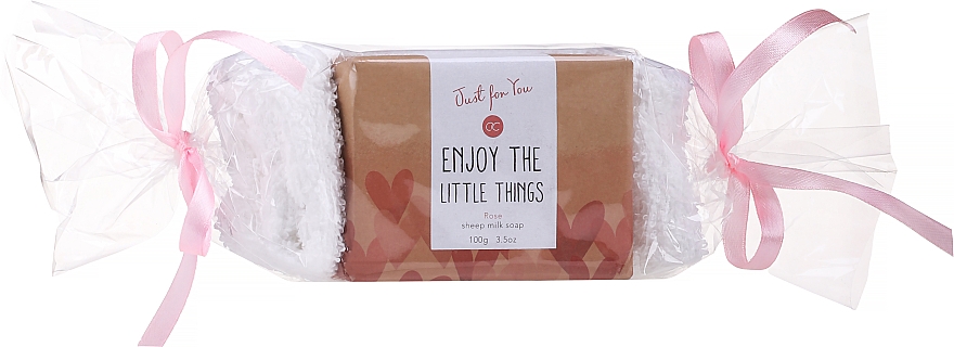 Badeset Enjoy The Little Things - Accentra Just For You Rose Sheep Milk Soap (Seife 100g + Bedehandschuh 1 St.) — Bild N1