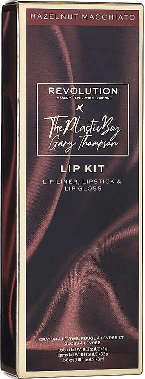 Lippen-Make-up Set (Lippenkonturenstift 1g + Lipgloss 3ml + Lippenstift 3.2g) - The Plastic Boy Lip Kit Hazelnut Macchiato — Bild N1